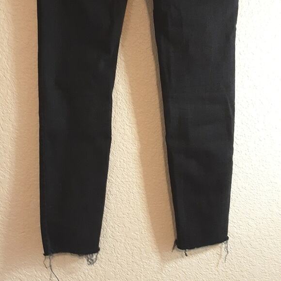 Free People Black Stella Exposed Button Fly Raw Hem Mid Rise Denim Jeans 27 - Picture 8 of 12